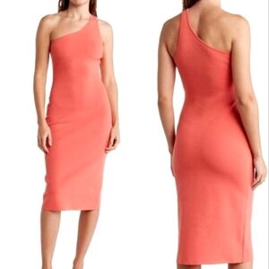 A.L.C. CoralColby Asymmetric One Shoulder Stretch Knit Bodycon Midi Dress M